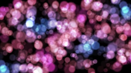 Wall Mural - Pink to Purple Bokeh Lights Shifting 4K Loop features pink, blue, and red colored defocused lights moving, twinkling, and morphing against a black background in a loop.