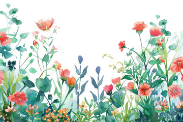 Wall Mural - PNG Vibrant watercolor floral garden