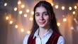 © MOMI - A young woman is smiling blurred background lights