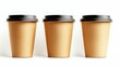 © MAGIC - This photo showcases three simple brown paper cups elegantly arranged on a white backdrop