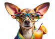 © Four888 - Hilarious Drunk Dog Cocktail Party:  A tipsy canine in spectacles enjoys a tropical drink.