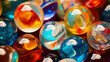 © Render Republic - Multiple glass marbles in an array of colors and patterns are clustered together, capturing light and creating reflections, suitable for artistic inspiration or decoration.