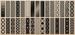 © Olgastocker - Trending vector set of 30 templates for laser cut. Elegant modern design with abstract geometric patterns, floral ornaments. Stencils for CNC cutting of wood, paper, metal, plastic. Aspect ratio 1:4