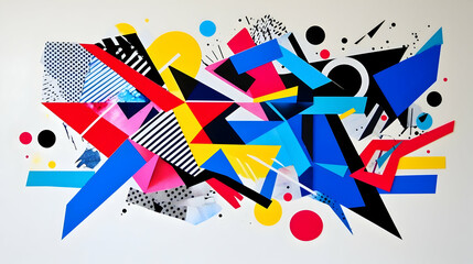 Wall Mural - Abstract geometric art mural interior wall vibrant colors design modern background