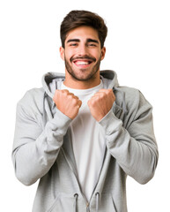 Wall Mural - PNG Young man exercise pose happy smile photo.