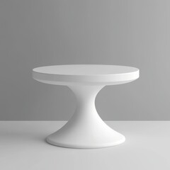 Wall Mural - White round table on a gray background. 3d render illustration.