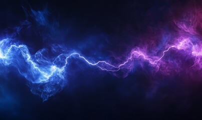 Wall Mural - abstract blue and purple lightning bolt on dark background.
