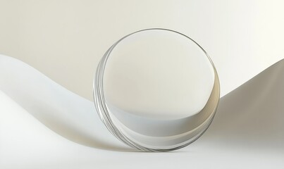Wall Mural - A minimalist abstract background design with a wavy glass circle.
