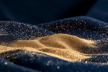 Wall Mural - blue fabric with gold glitter on it