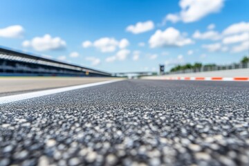 Wall Mural - Close up of a race track with a cloudy sky in the background