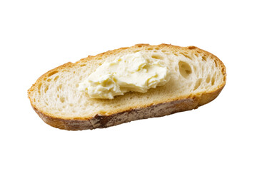 Wall Mural - Slice of bread with a spread of butter on it, isolated