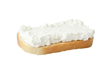 Wall Mural - Slice of white bread with a white spread on it, isolated