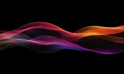 Wall Mural - abstract wave of multicolored particles in motion, soft glowing light creating a futuristic look, cl
