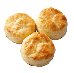 Wall Mural - Three biscuits are sitting on a white background, isolated