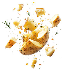 Wall Mural - PNG Roasted Potato potato explosion exploding.