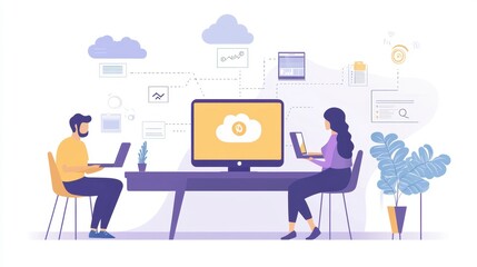 Poster - Business people working with cloud computing devices