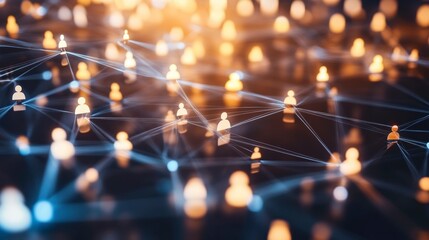 Fototapete - Abstract network of connected people