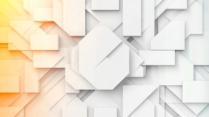 Wall Mural - Abstract geometric background with white shapes and orange gradient. Modern design with a clean and minimalist aesthetic.