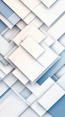 Wall Mural - Abstract geometric design featuring overlapping squares in shades of white and light blue, creating a modern and clean aesthetic.