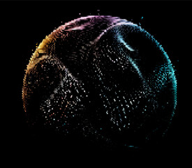 Leinwandbilder - Vector illustration depicts a glowing, multicolored sphere composed of dots, set against a dark background. The design evokes cosmic or digital themes with a sense of depth and mystery.