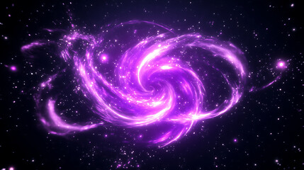 Wall Mural - Abstract Swirl Nebula in Deep Space Cosmic Galaxy with Stars Cluster Purple Hues Art Background.