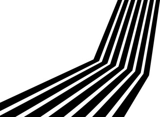 Wall Mural - abstract perspective line stripes in black color with 3d dimensional effect isolated on white.
