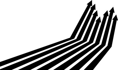 Wall Mural - abstract perspective line stripes arrow in black with 3d dimensional effect isolated on white.
