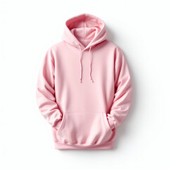 Wall Mural - Simple and stylish front view of a flat pink hoodie on a clean white background. Perfect for fashion, apparel, and casual wear designs.