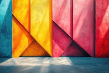 Poster - Abstract Vibrant Shapes in Bold Colors with Geometric Design for Modern Art Background