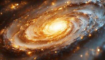 Wall Mural - Ethereal Spiral Galaxy View with Glittering Stars and Cosmic Light in Watercolor Style
