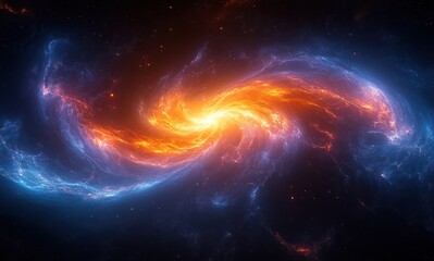 Wall Mural - Vibrant Spiral Galaxy with Stars and Cosmic Background in Digital Art