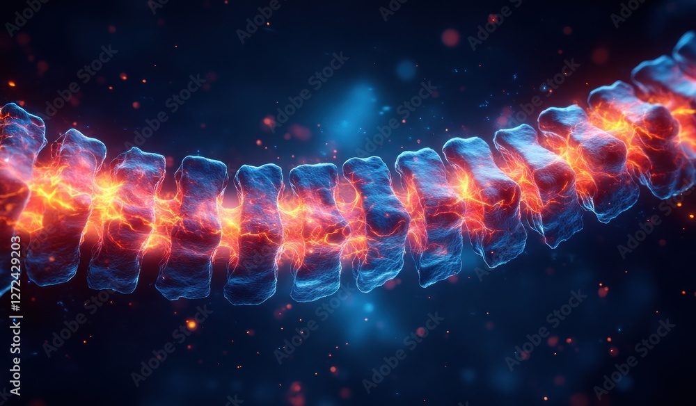 Human Spine Illustration with Lower Back Pain and Herniated Disc in ...