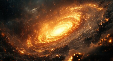 Wall Mural - Surrealistic Cosmic Scene of Galaxy and Stars in Deep Space
