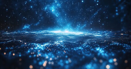 Wall Mural - Cosmic Star Field Digital Surrealism Deep Blue Bright White Ethereal Glow