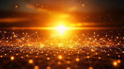Sunset network connection digital landscape