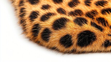 leopard fur texture close-up, white background, fashion textile