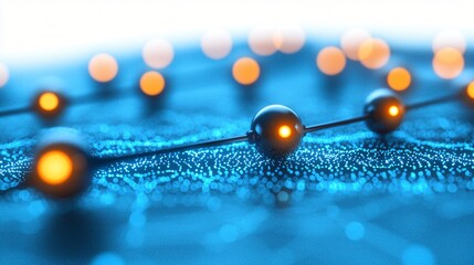 Network connection, data flow, glowing nodes, abstract background, tech illustration