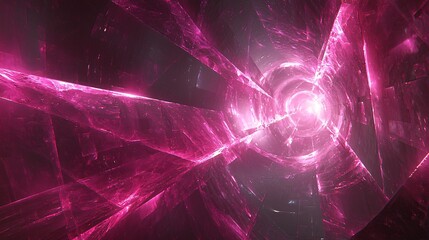Wall Mural - pink crystal tunnel, glowing energy, abstract background