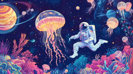 Wall Mural - space galaxies sea astronaut