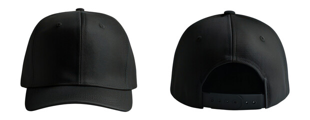 Poster - PNG Black hat mockup apparel front back.