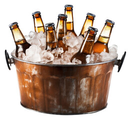 Wall Mural - PNG Assorted beer bottles in a metal bucket full of ice drink white background refreshment.