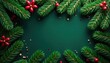 © nittiya - Deep green pine boughs, rich texture, festive backdrop, spruce, xmas, holiday season