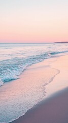 Wall Mural - Serene Beach at Dawn Illuminated by Soft Pastel Colors