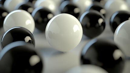 Abstract background of glossy black and white spheres.  Perfect for modern designs and technology concepts.