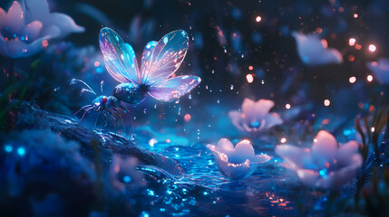 Wall Mural - secret corner universe neon flowers
