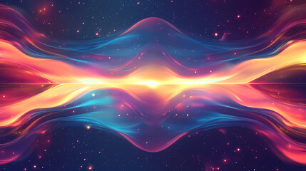 Wall Mural - Radiant cosmic waveforms with gradient design in stunning vibrant colors. Hyper-Real Light Reflections. Illustration