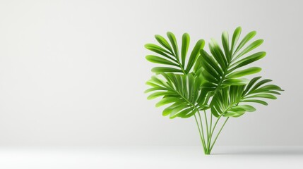 Wall Mural - Lush Green Tropical Leaves Arrangement on Minimalist White Background for Interior Design and Decoration