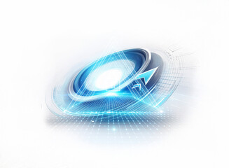 Wall Mural - abstract swirling blue and white design with a bright center on a white background, evoking futurist