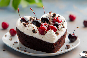 Poster -  heart-shaped black forest cake