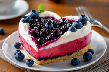 Wall Mural -  heart-shaped blueberry compote cake